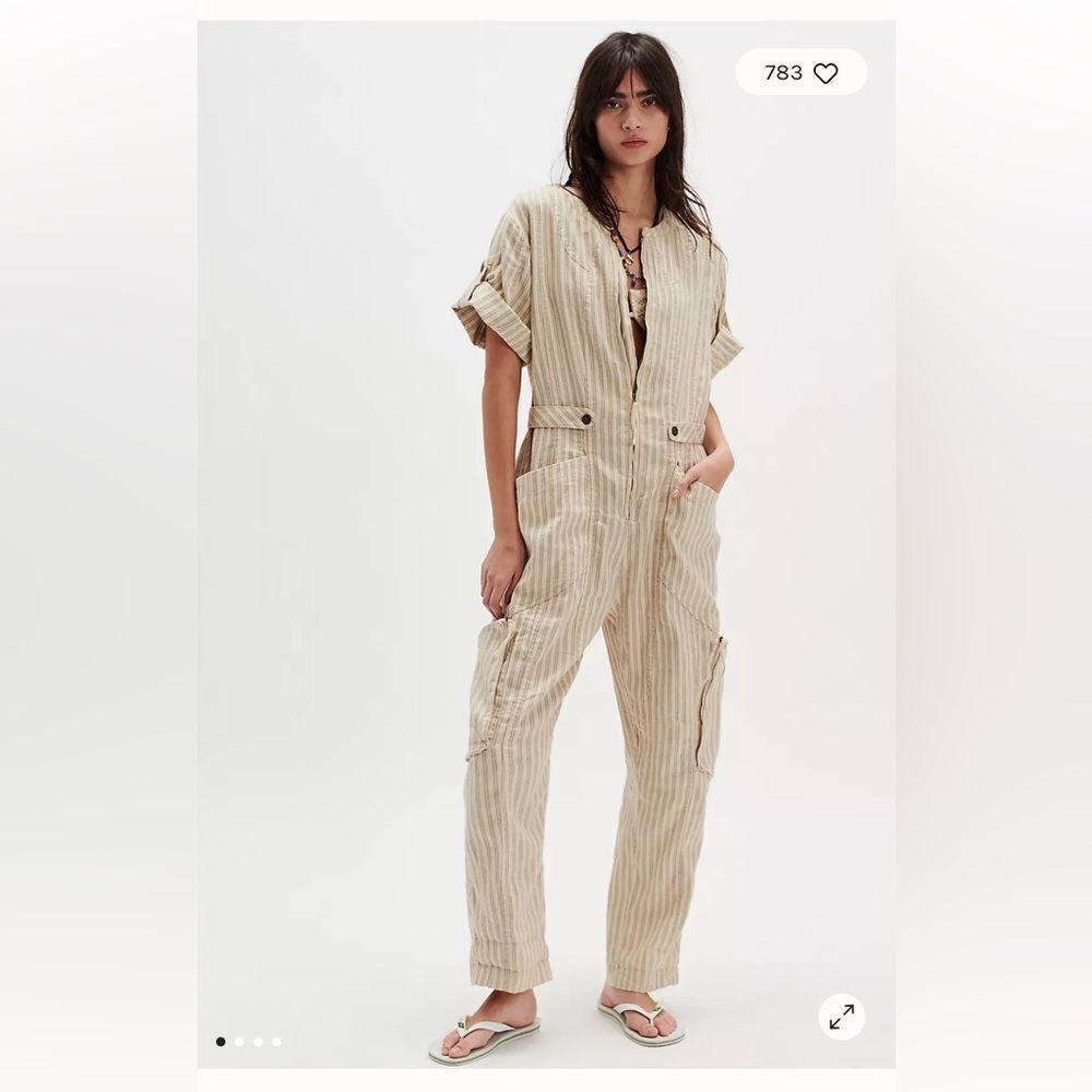 Free People Women's Natural Let's Ride Railroad One-Piece